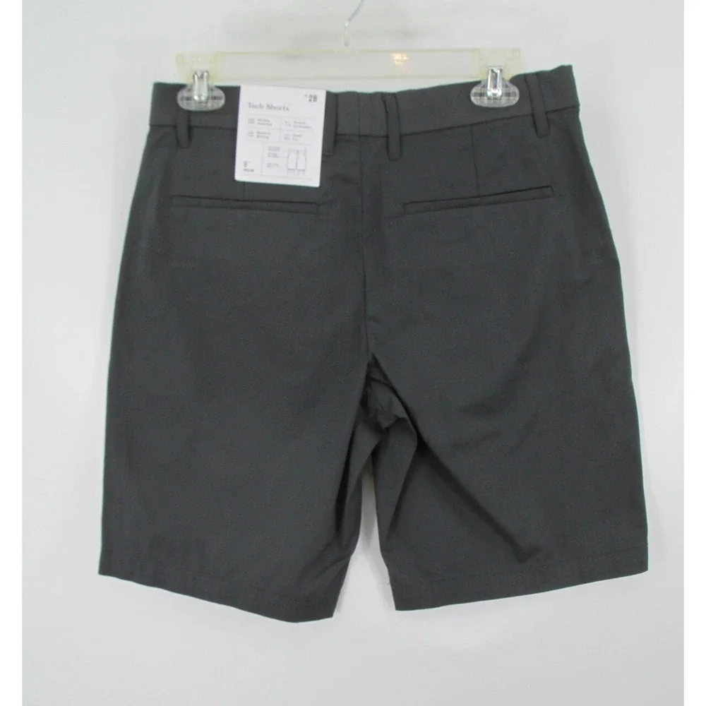 NWT GOODFELLOW Tech Shorts Men 28 Gray Wrinkle Resist Quick Dry Extra Stretch